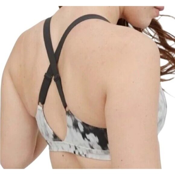 Aerie OFFLINE Shine Strappy Back Sports Bra XL Black & White NWT - Picture 2 of 7